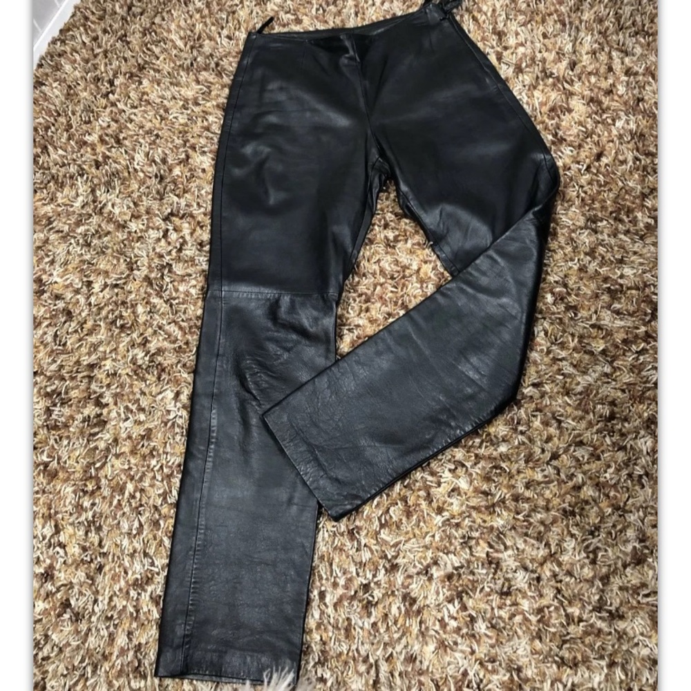 Hugo Buscati, Women, pant, leather, black, size6.: